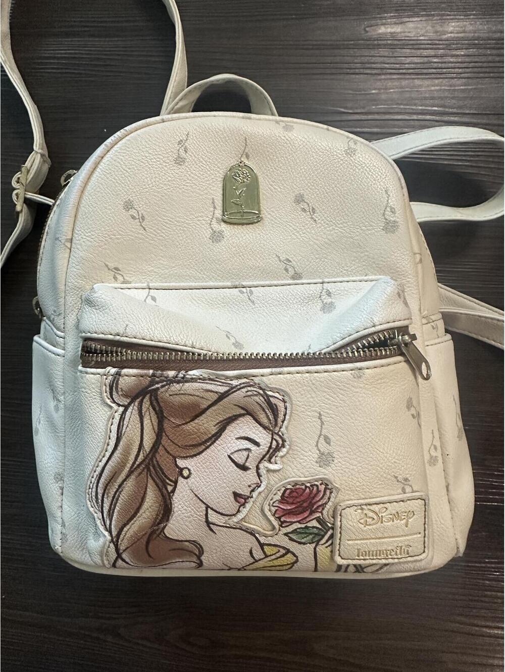 Disney loungefly princess belle holding rose